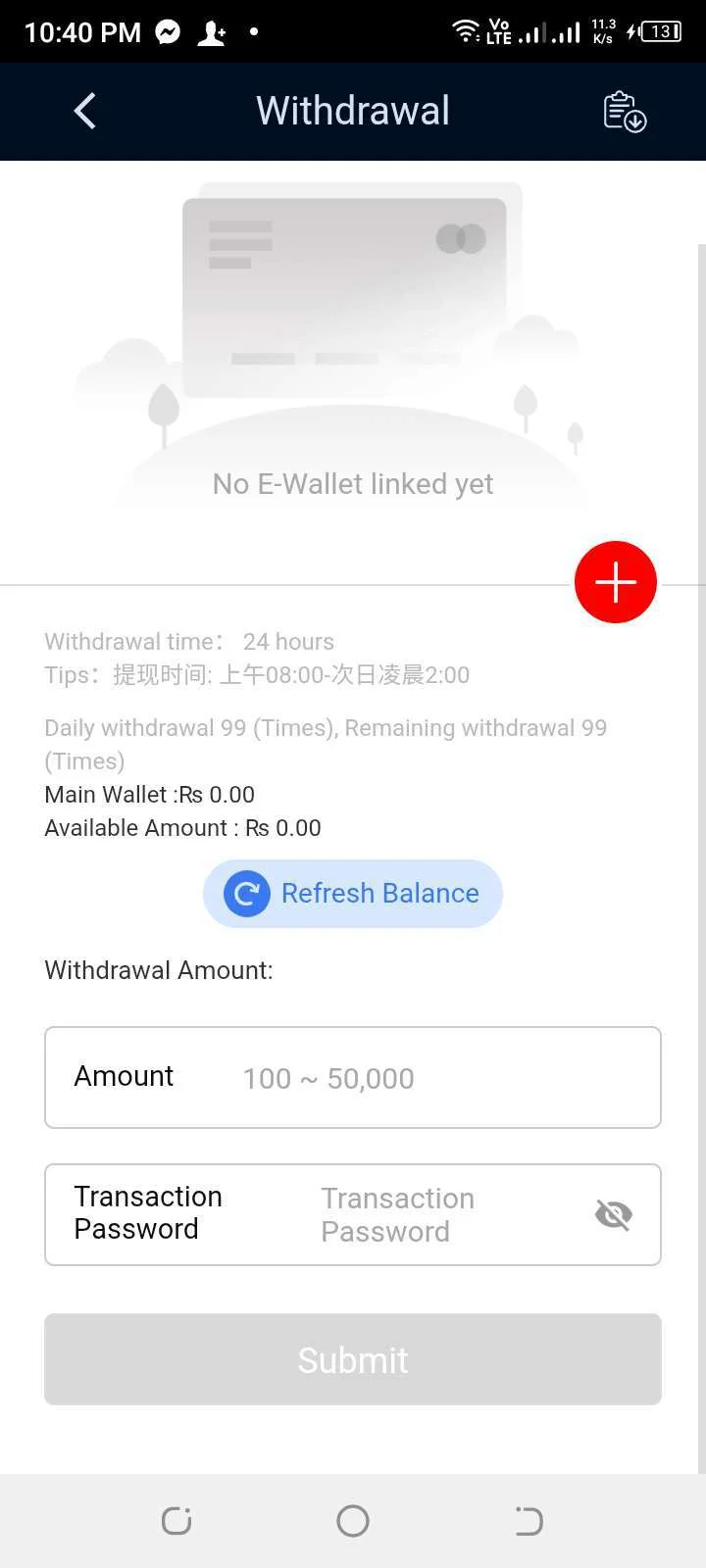 BetPKR withdrawal timing rules showing the processing window based on GMT+8